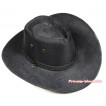 Black Leather Western Cowboy Rope Wide Brim Hat H777 