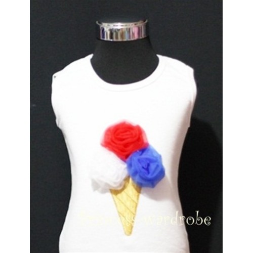 White Tank Top with Red White Blue Ice Cream TS114 
