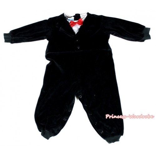 Lounge Suit Red Bow Tie Boys Outfit Halloween Jumpsuit Costume C211 
