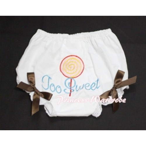 Too Sweet Lollipop Printed White Panties Bloomers with Brown Bows BL17 