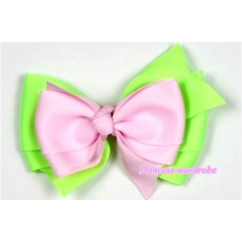 Light Pink Light Green Ribbon Bow Hair Clip H500 