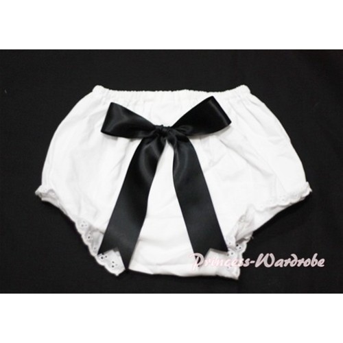 White Bloomers & Pure Black Big Bow BC102 