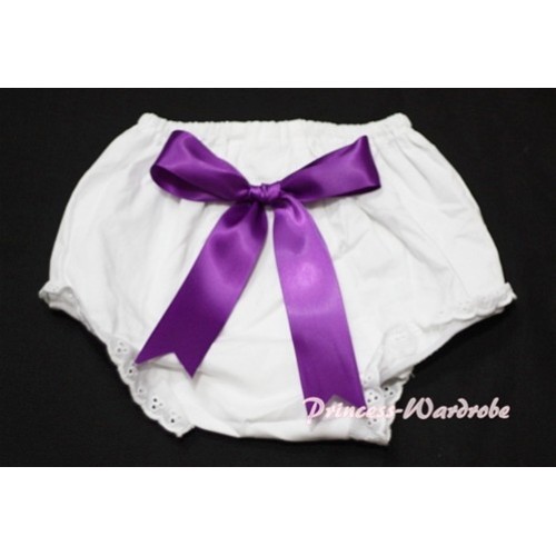 White Bloomers & Purple Big Bow BC104 