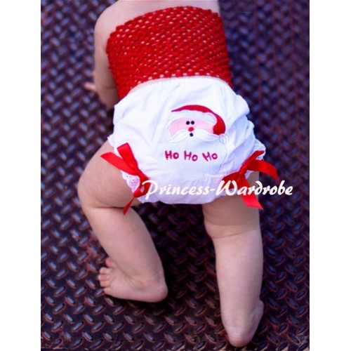 Red Crochet Tube Top with Christmas Santa Claus Panties Bloomers with Red Bow CT54 