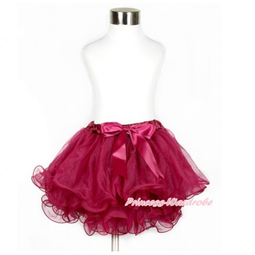 Wine Red Flower Petal Newborn Baby Pettiskirt With Wine Red Bow N204 