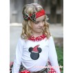 Xmas White Long Sleeves Top with Christmas Minnie Print With Minnie Dots Lacing TO304 