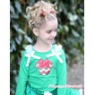 Kelly Green Long Sleeves Top with Red White Green Wave Minnie Print With White Ruffles & White Bow TO306 