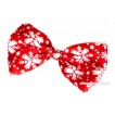 Xmas Red White Snowflakes Satin Bow Hair Clip H752 