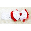 Optional Headband with Red White Ribbon Hair Bow Clip H255 