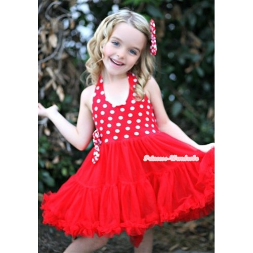 Minnie Red White Polka Dots with ONE-PIECE Petti Dress with Satin Bow LP10 
