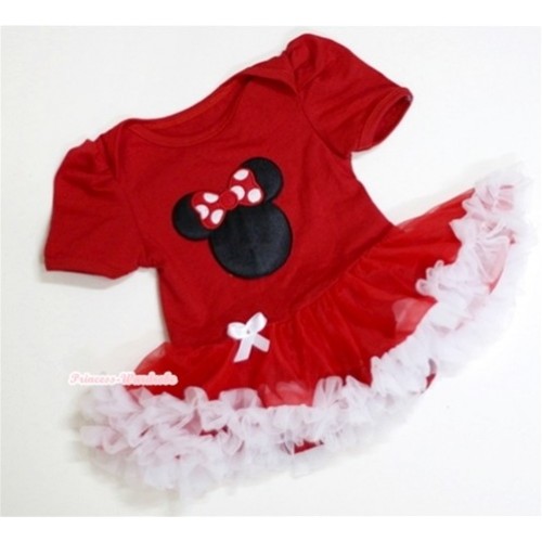 Red Baby Jumpsuit Red White Pettiskirt with Minnie Print JS002 