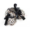 Leopard Crib Shoes with Black Ribbon S473 