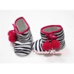Black White Zebra Print Baby Crib Boots with Red Cherries SB13 