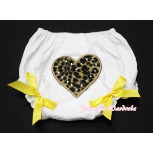 White Bloomers & Leopard Print Heart & Yellow Bows LD08 
