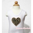 Leopard Heart White Tank Top with Leopard Ruffles and White Bows TB120 