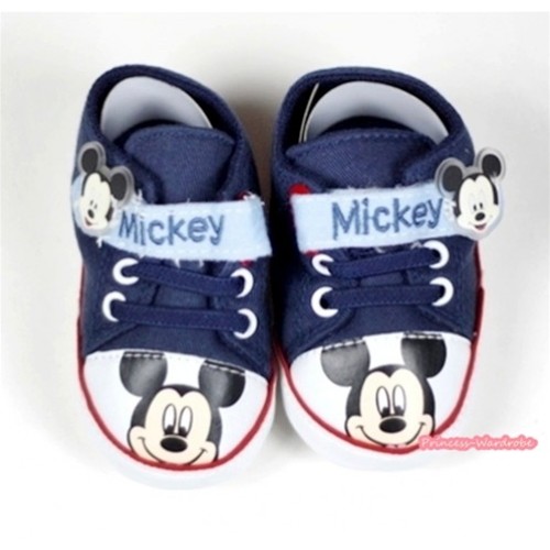 Dark Blue Mickey Crib Shoes S490 