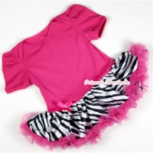 Hot Pink Baby Jumpsuit Hot Pink Zebra Pettiskirt JS072 
