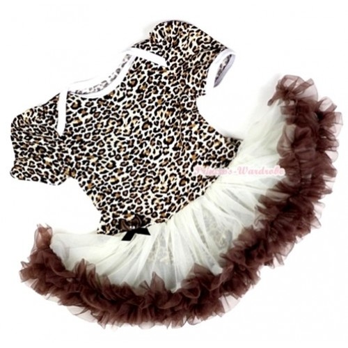Leopard Baby Jumpsuit Cream White Brown Pettiskirt JS095 