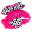 Hot Pink Damask Baby Jumpsuit Hot Pink Pettiskirt JS100 