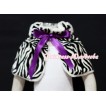 Black White Zebra Reversible Shawl Coat with Dark Purple Ribbon SH06 