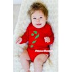 Hot Red Long Sleeve Baby Jumpsuit with Christmas Stick Print LS208 