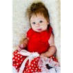 Red Baby Pettitop &Red Rosettes with White Minnie Dots Newborn Pettiskirt NG1090 