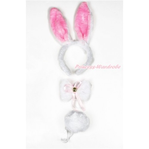 White Rabbit 3 Piece Set in Headband, Tie, Tail PC007 