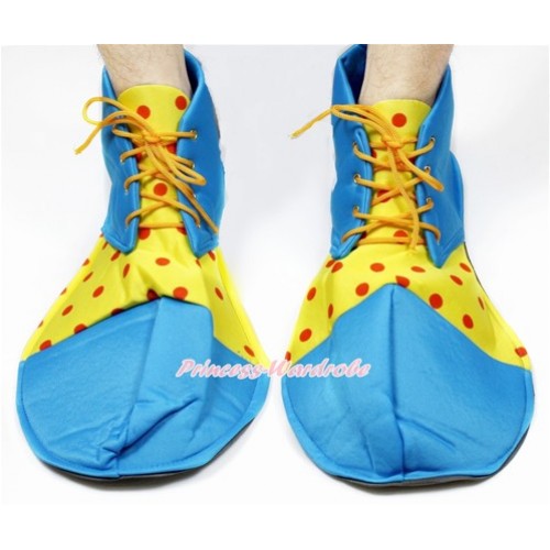 Halloween Party Light Blue Yellow Red Polka Dots Jumbo Clown Shoes Costumes C133 