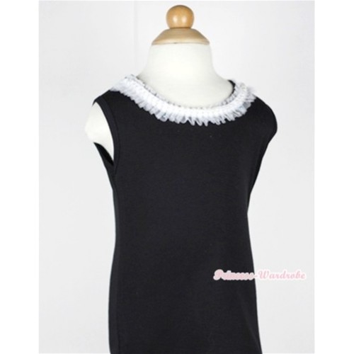 Black Tank Top with White Pearl Laing T502 