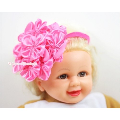 Hot Pink Headband with with Hot Pink Big Rosettes H537 