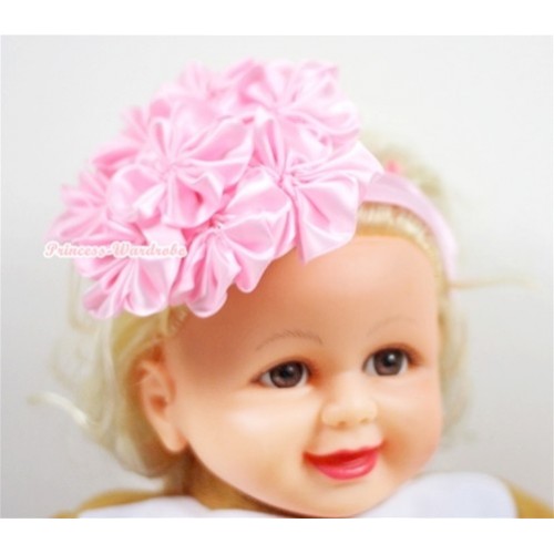 Light Pink Headband with with Light Pink Big Rosettes H538 