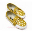 Yellow White Checked Gold Chain Boat Girl Shoes 818Yellow 