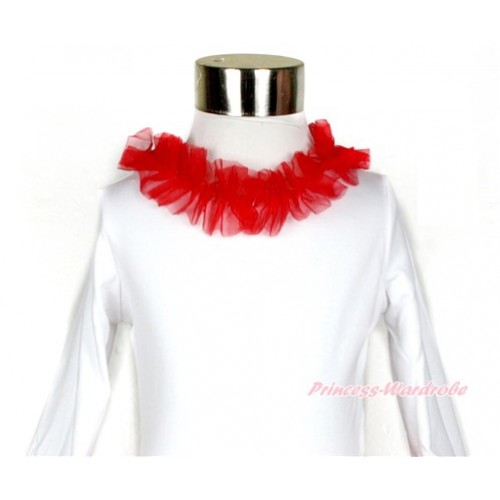 White Long Sleeve Top with Red Lacing TW399 