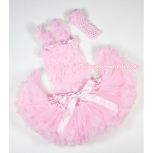 Light Pink Baby Ruffles Tank Top with Light Pink Baby Pettiskirt with Light Pink Headband Light Pink Rose NR37 