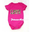Hot Pink Baby Jumpsuit with Leopard Love Print TH34 