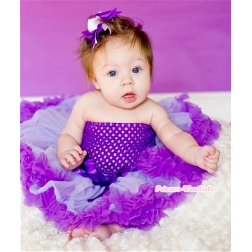 Lavender Dark Purple Baby Pettiskirt,Dark Purple Crochet Tube Top,Dark Light Puple Ribbon Bow 3PC Set CT501 