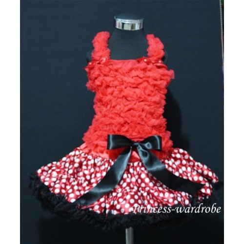 Minnie Red White Polka Dots EXTRA FULL Pettiskirt with Matching Red Ruffles Tank Tops MR29 