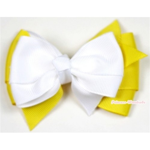 White Yellow Ribbon Bow Hair Clip H542 