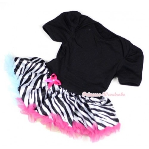 Black Baby Jumpsuit Rainbow Zebra Pettiskirt JS123 