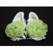 Baby Zebra Crib Shoes with Lime Green Rosettes S10 