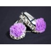 Baby Leopard Crib Shoes with Dark Purple Rosettes S18 