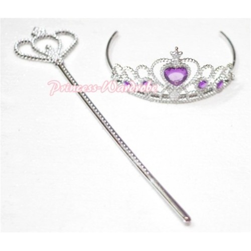 Noble Princess Lavender Crystal Crown Wand with Crystal Crown Set 