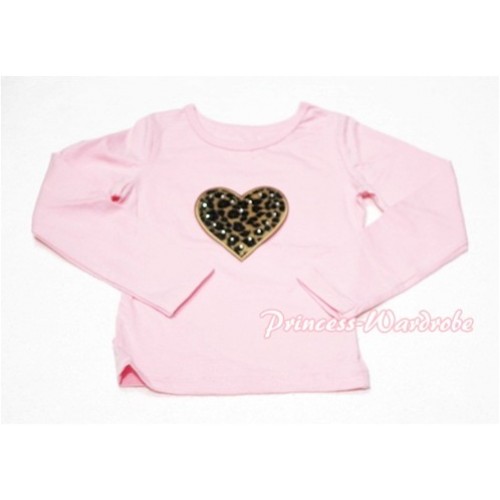 Leopard Sweet Heart Pink Long Sleeves Top TW104 