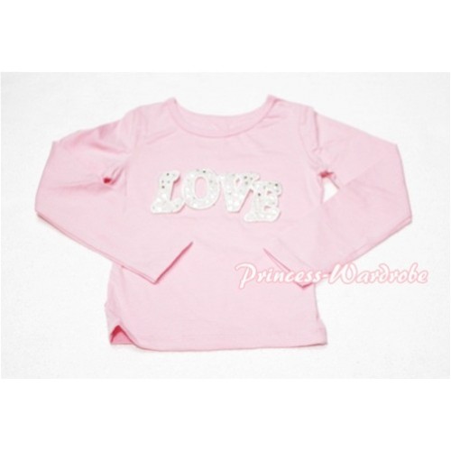 Spakle LOVE Print Pink Long Sleeves Top TW171 