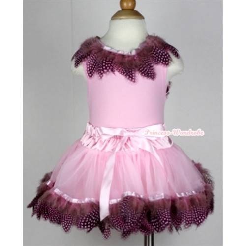 Light Pink Tank Top with Light Pink Feather Lacing With Light Pink Feather Pettiskirt NG853 