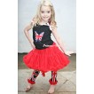 Black Tank Top with Patriotic British Flag Butterfly Print with Red Ruffles & White Bow& Red Pettiskirt & Red Ruffles Black British Flag Leg Warmers Leggings MW102 