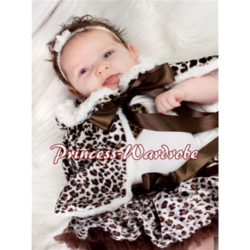 Wild Leopard Reversible Shawl Coat with Brown Ribbon SH16 