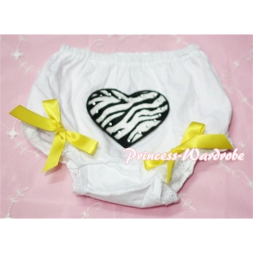 White Bloomers & Zebra Heart Print & Yellow Bows BL21 