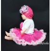 White Baby Pettitop & Hot Pink Rosettes with Hot Light Pink Baby Pettiskirt NG32 