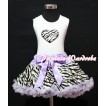 Zebra Heart Print White Tank Top With Zebra Ruffles & Lavender Bows with Lavender Zebra Pettiskirt MM109 